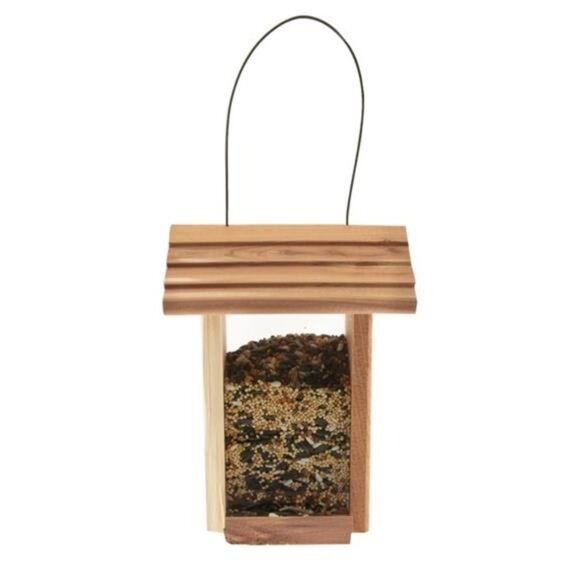 Bird Hopper Red Cedar, Dinette Wild Birds Hopper Feeder, 1.25 lb. Seed Capacity - Picture 4 of 6